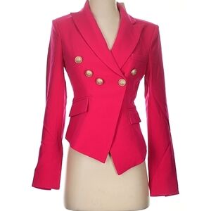 Vibrant Pink Blazer with Gold Accents